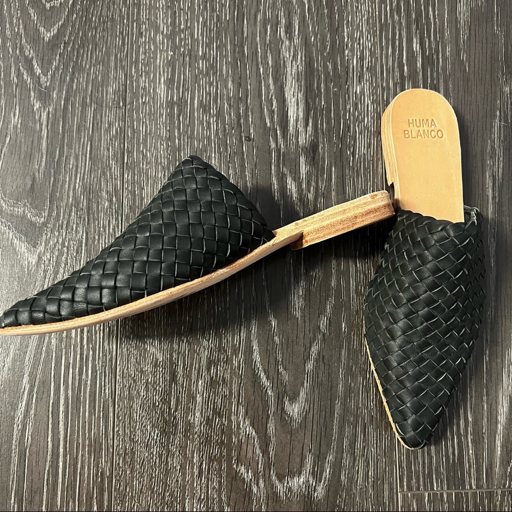 L Huma Blanco Braided Mule Flats Black - Picture 1 of 3